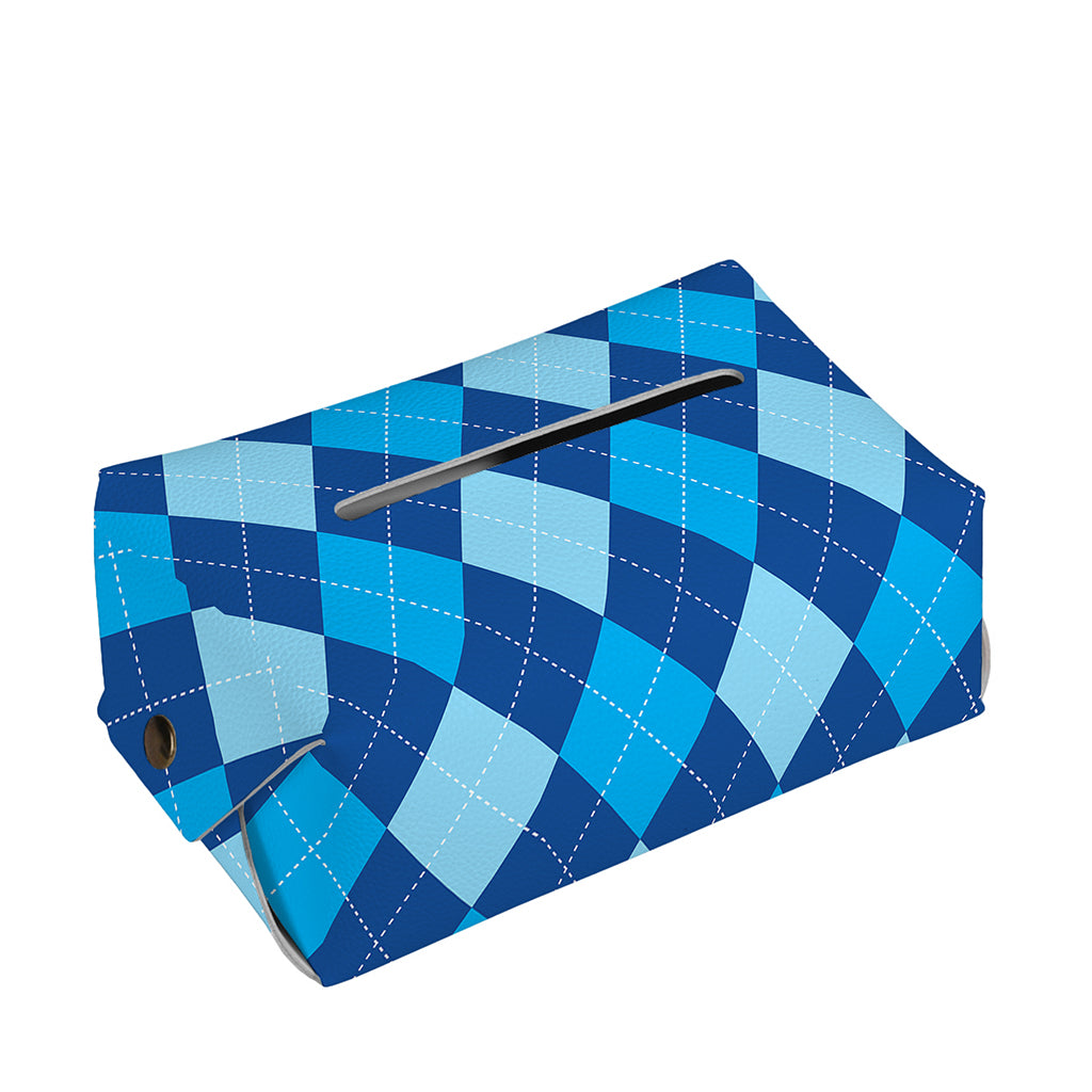 Classic Blue Argyle Pattern Print Rectangle Tissue Box Cover