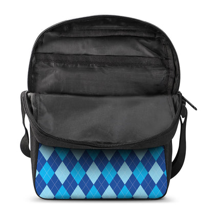 Classic Blue Argyle Pattern Print Rectangular Crossbody Bag