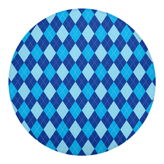Classic Blue Argyle Pattern Print Round Blanket