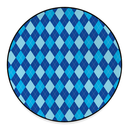 Classic Blue Argyle Pattern Print Round Floor Mat