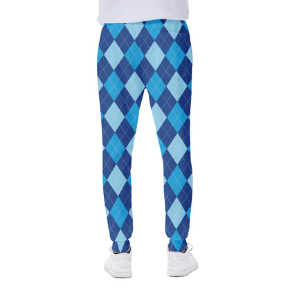 Classic Blue Argyle Pattern Print Scuba Joggers