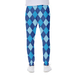 Classic Blue Argyle Pattern Print Scuba Joggers