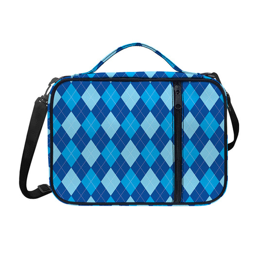 Classic Blue Argyle Pattern Print Shoulder Strap Bible Bag