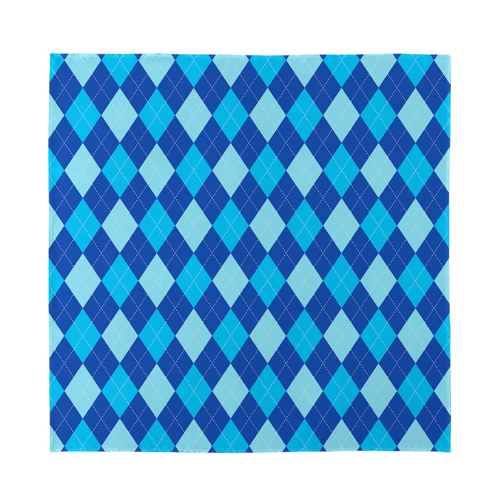 Classic Blue Argyle Pattern Print Silk Bandana