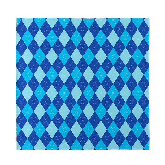 Classic Blue Argyle Pattern Print Silk Bandana