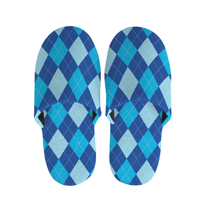 Classic Blue Argyle Pattern Print Slippers