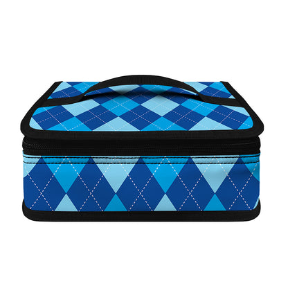 Classic Blue Argyle Pattern Print Small Lunch Bag