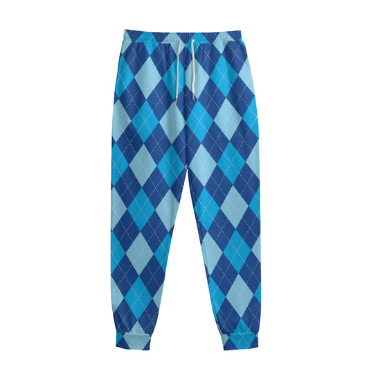 Classic Blue Argyle Pattern Print Sweatpants