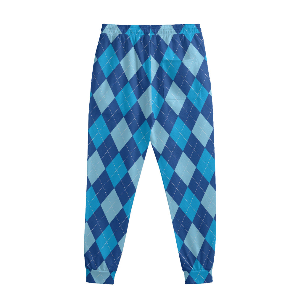 Classic Blue Argyle Pattern Print Sweatpants
