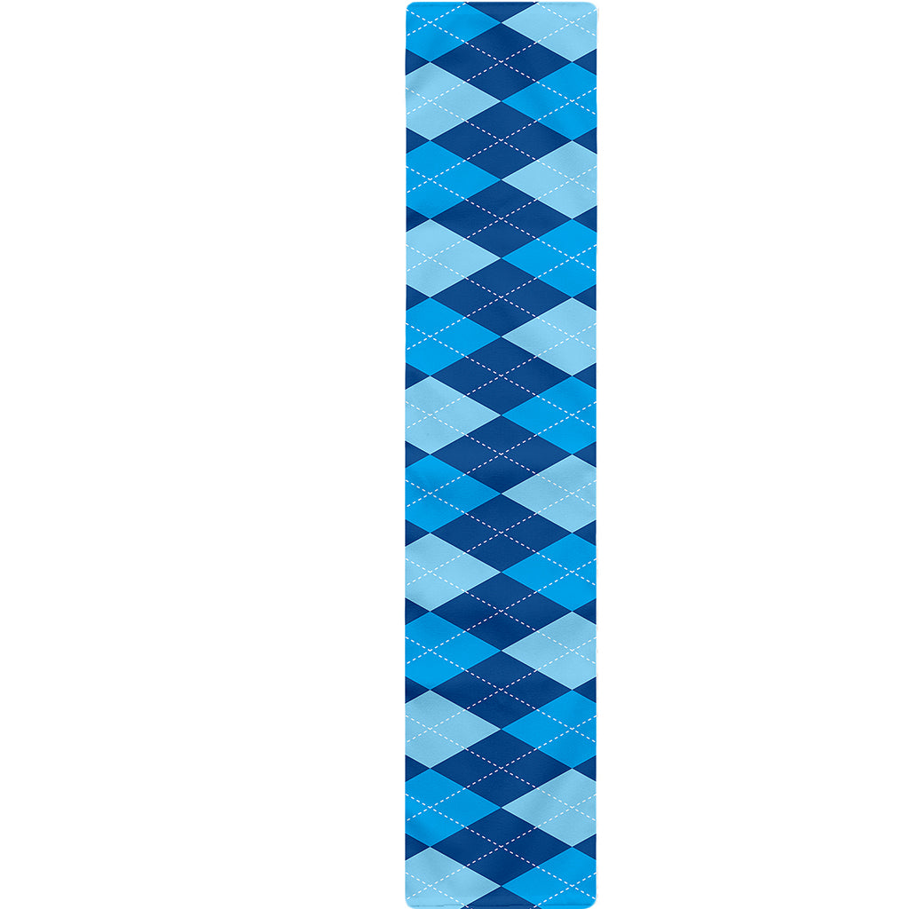 Classic Blue Argyle Pattern Print Table Runner