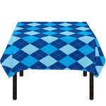 Classic Blue Argyle Pattern Print Tablecloth