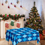 Classic Blue Argyle Pattern Print Tablecloth
