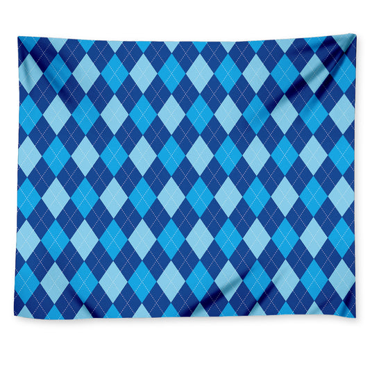 Classic Blue Argyle Pattern Print Tapestry
