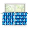 Classic Blue Argyle Pattern Print Tier Curtains