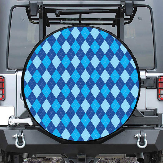 Classic Blue Argyle Pattern Print Tire Cover