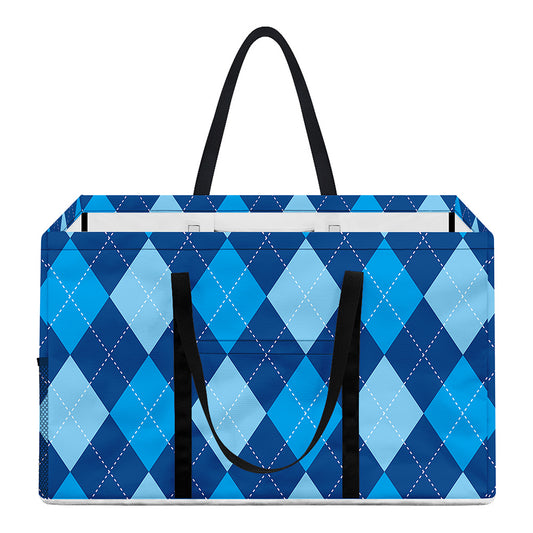 Classic Blue Argyle Pattern Print Utility Tote Bag