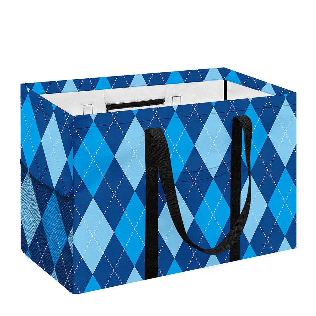 Classic Blue Argyle Pattern Print Utility Tote Bag