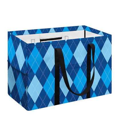 Classic Blue Argyle Pattern Print Utility Tote Bag