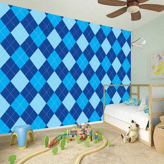 Classic Blue Argyle Pattern Print Wall Sticker