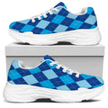 Classic Blue Argyle Pattern Print White Chunky Shoes