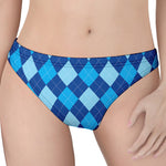 Classic Blue Argyle Pattern Print Women's Thong