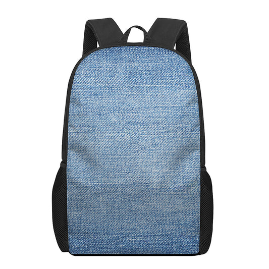 Classic Blue Denim Jeans Print 17 Inch Backpack