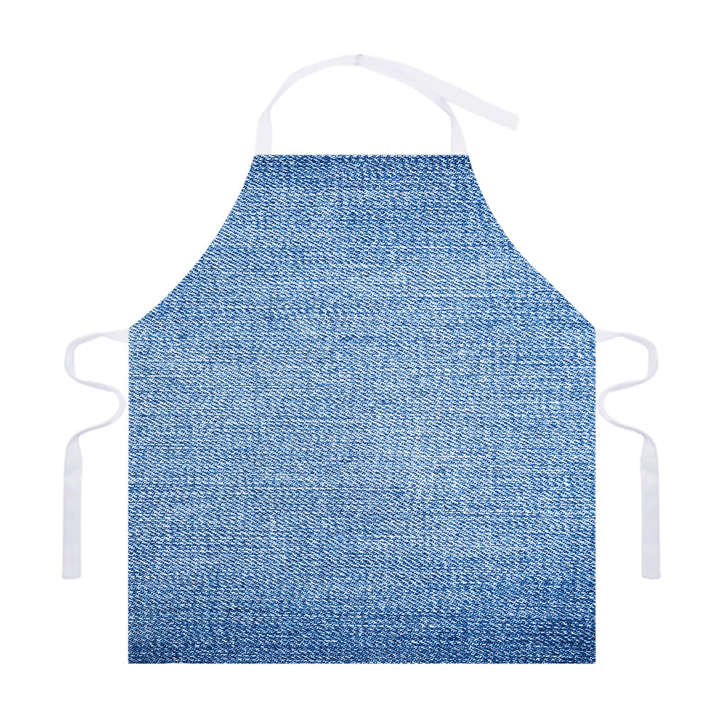 Classic Blue Denim Jeans Print Adjustable Apron