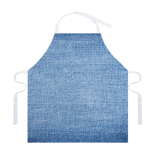 Classic Blue Denim Jeans Print Adjustable Apron