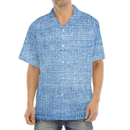 Classic Blue Denim Jeans Print Aloha Shirt