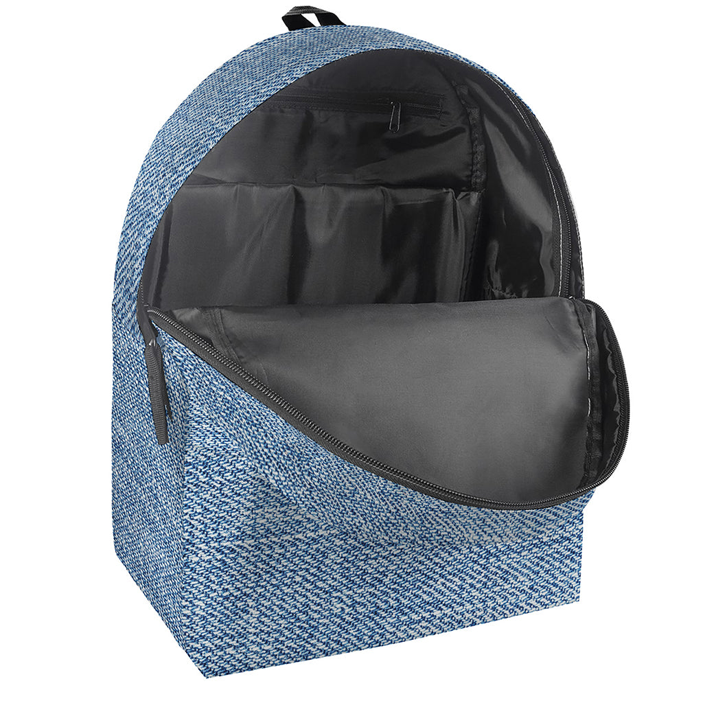 Classic Blue Denim Jeans Print Backpack