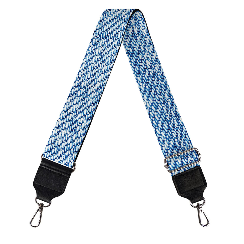 Classic Blue Denim Jeans Print Bag Strap