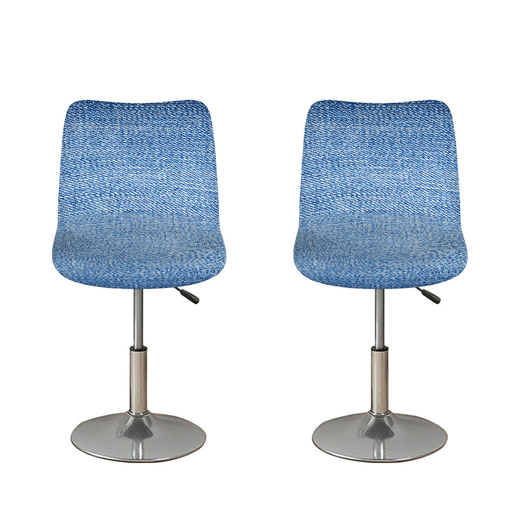 Classic Blue Denim Jeans Print Bar Stool Covers