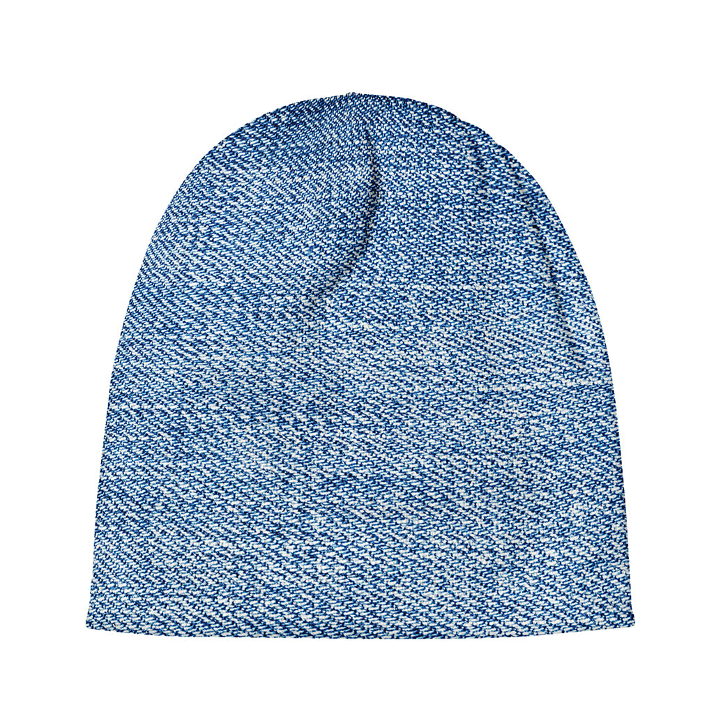 Classic Blue Denim Jeans Print Beanie