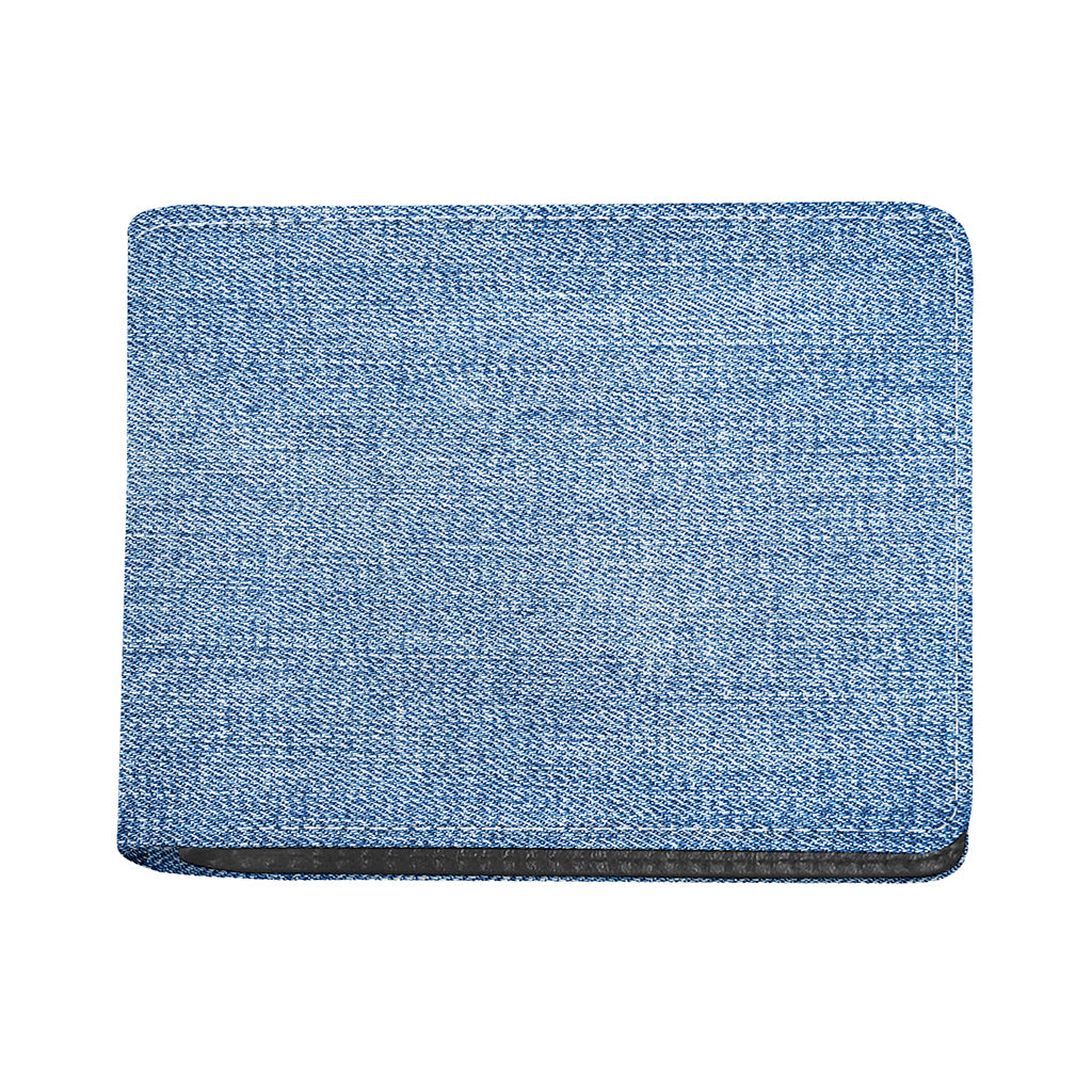 Classic Blue Denim Jeans Print Bifold Wallet