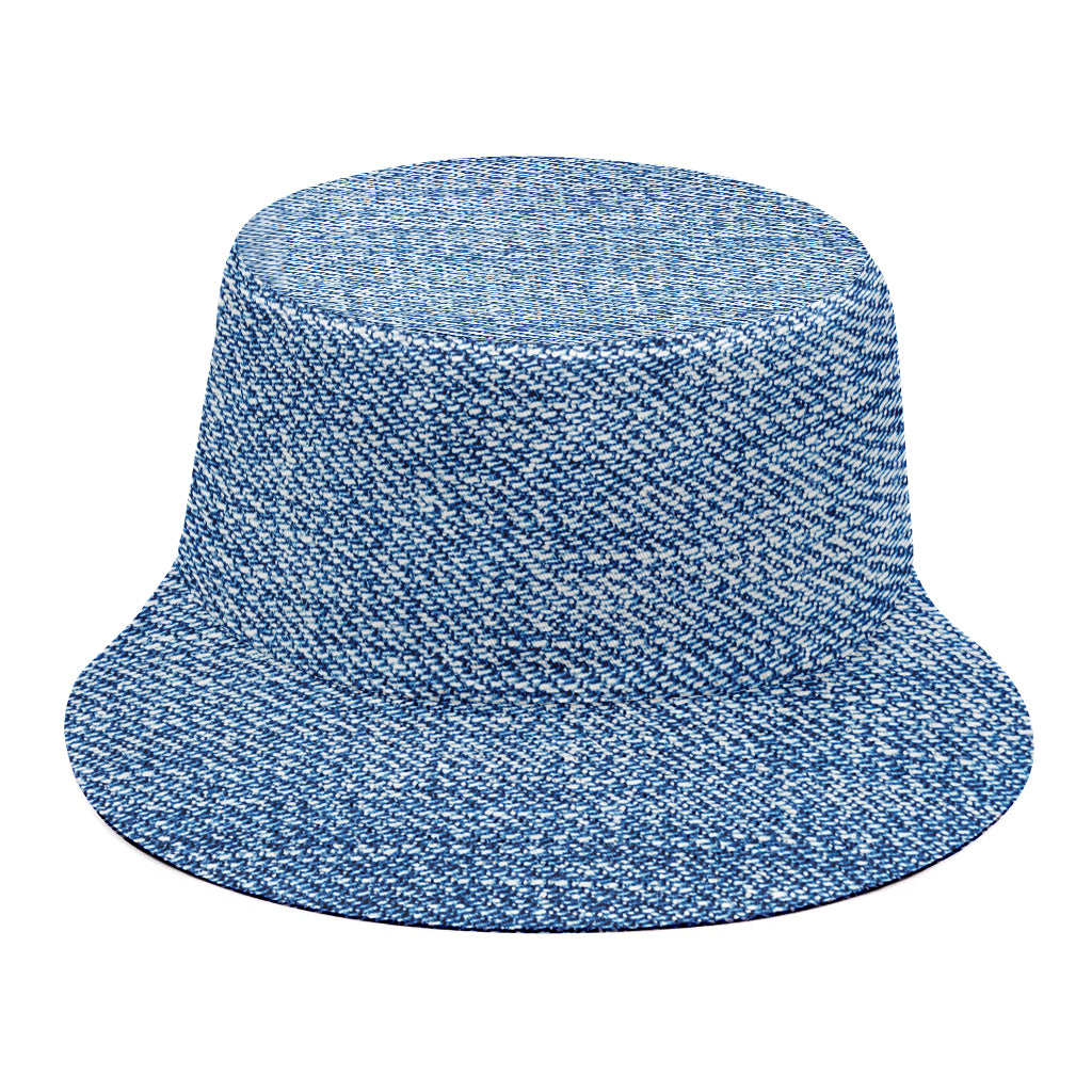 Classic Blue Denim Jeans Print Bucket Hat