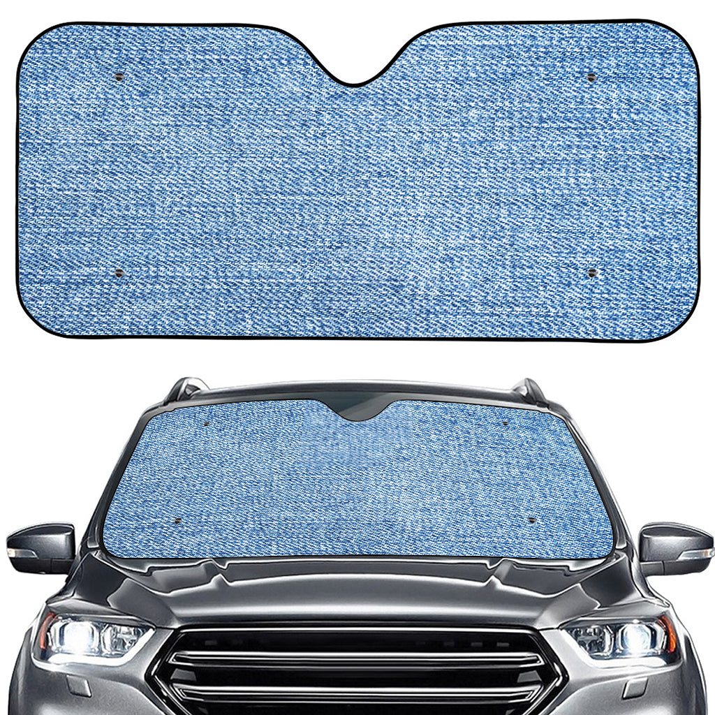 Classic Blue Denim Jeans Print Car Windshield Sun Shade