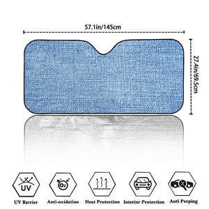 Classic Blue Denim Jeans Print Car Windshield Sun Shade