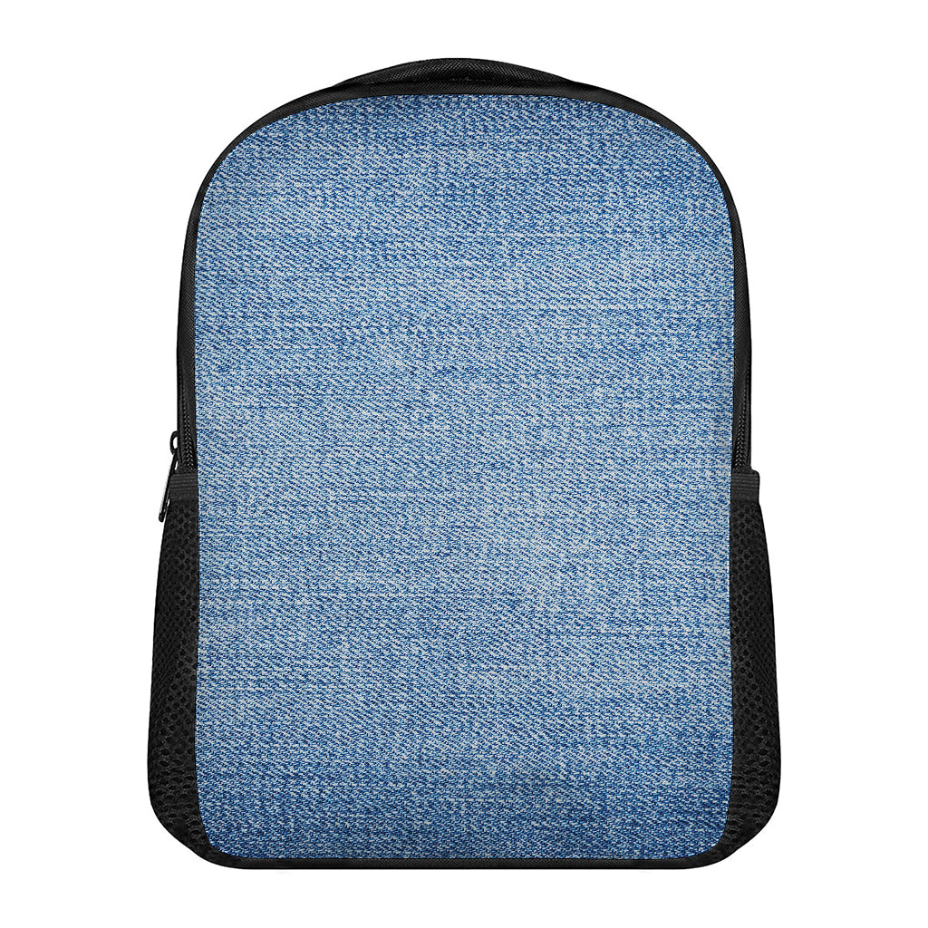 Classic Blue Denim Jeans Print Casual Backpack
