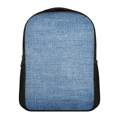 Classic Blue Denim Jeans Print Casual Backpack