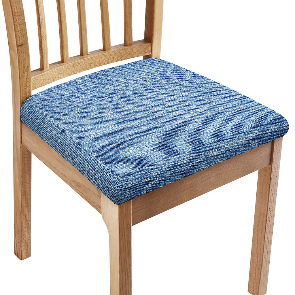 Classic Blue Denim Jeans Print Chair Cushion Cover