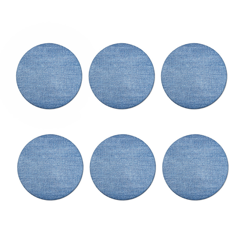 Classic Blue Denim Jeans Print Coaster Set