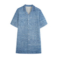 Classic Blue Denim Jeans Print Cotton Hawaiian Shirt