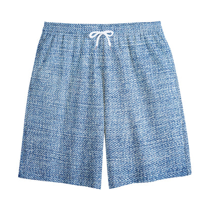Classic Blue Denim Jeans Print Cotton Shorts