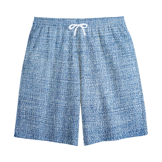 Classic Blue Denim Jeans Print Cotton Shorts