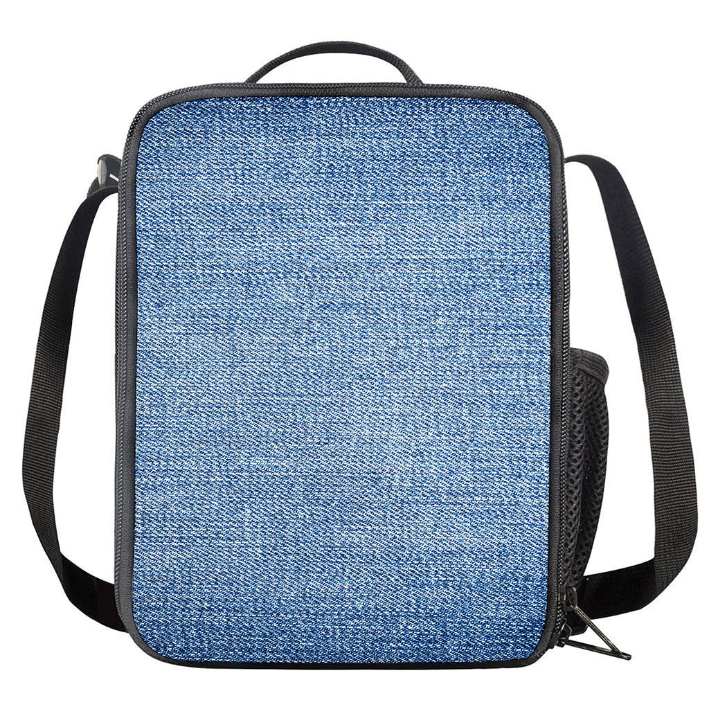 Classic Blue Denim Jeans Print Crossbody Lunch Bag