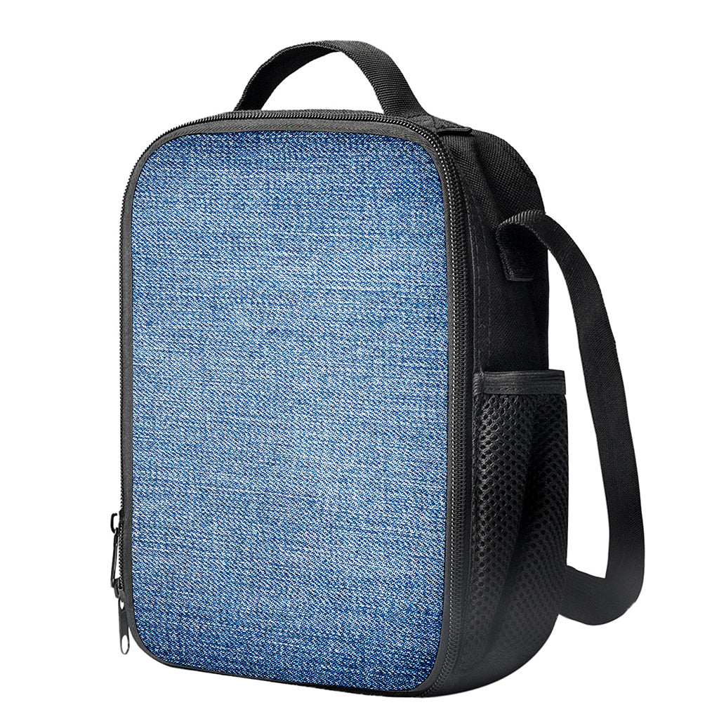 Classic Blue Denim Jeans Print Crossbody Lunch Bag