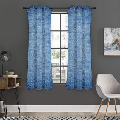 Classic Blue Denim Jeans Print Curtain