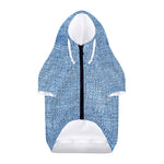 Classic Blue Denim Jeans Print Dog Zip Up Hoodie