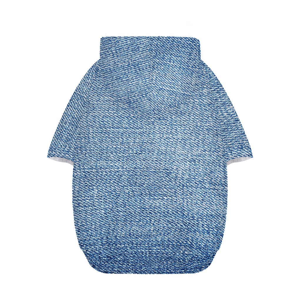 Classic Blue Denim Jeans Print Dog Zip Up Hoodie