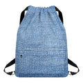Classic Blue Denim Jeans Print Drawstring Backpack